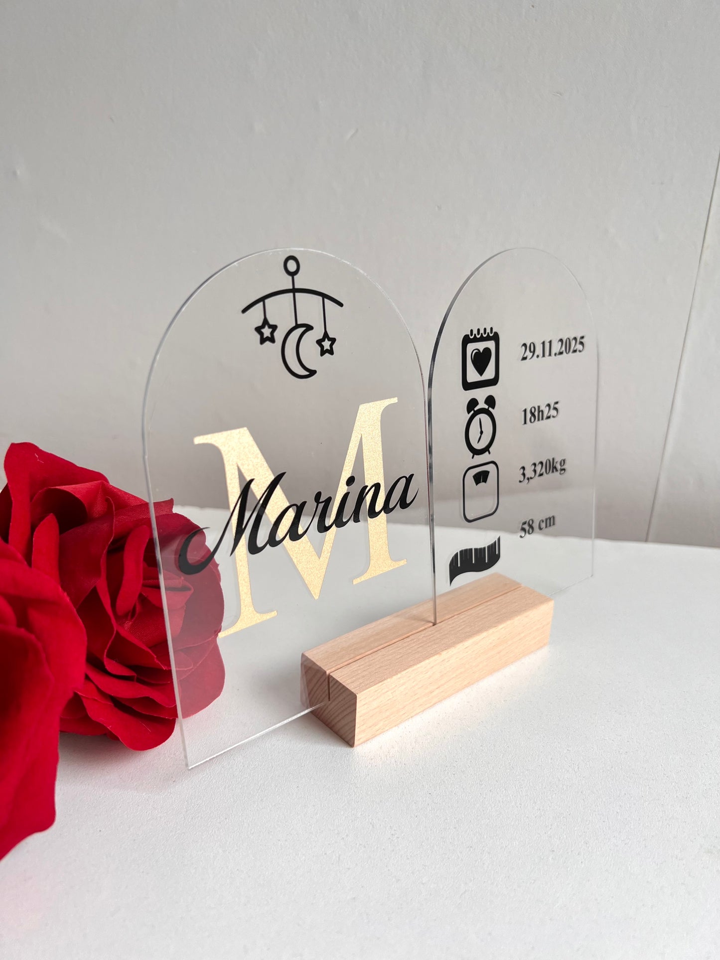 Cadre Naissance Personnalisé en Plexiglas